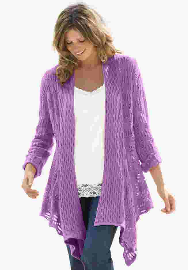 Open Front Pointelle Cardigan image number 0