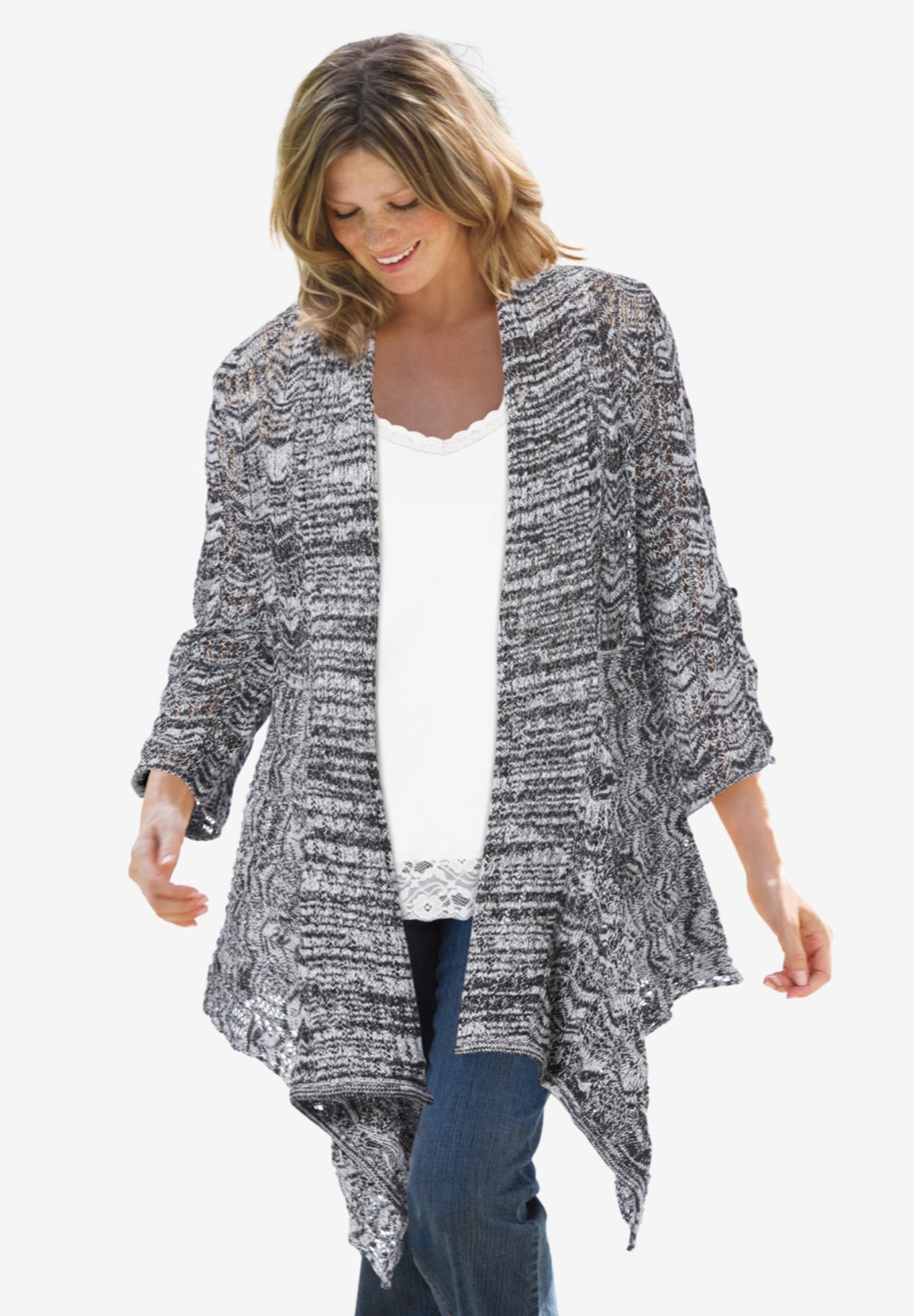 Open Front Pointelle Cardigan image number 0