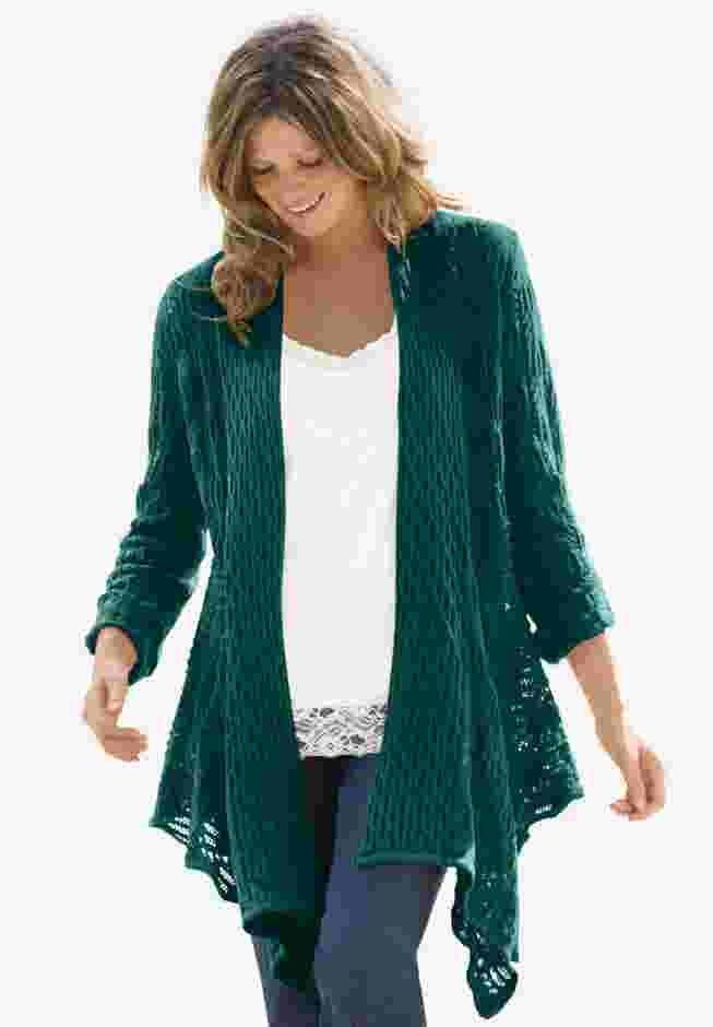Open Front Pointelle Cardigan image number 0