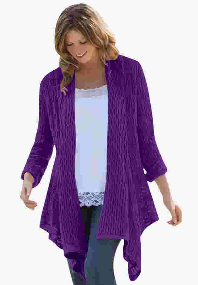 Open Front Pointelle Cardigan image number 0