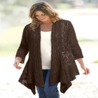 Open Front Pointelle Cardigan Sweater image number null
