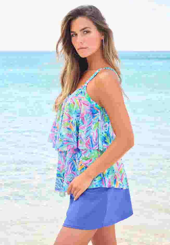 Mesh Double-Tier Tankini Top image number 2