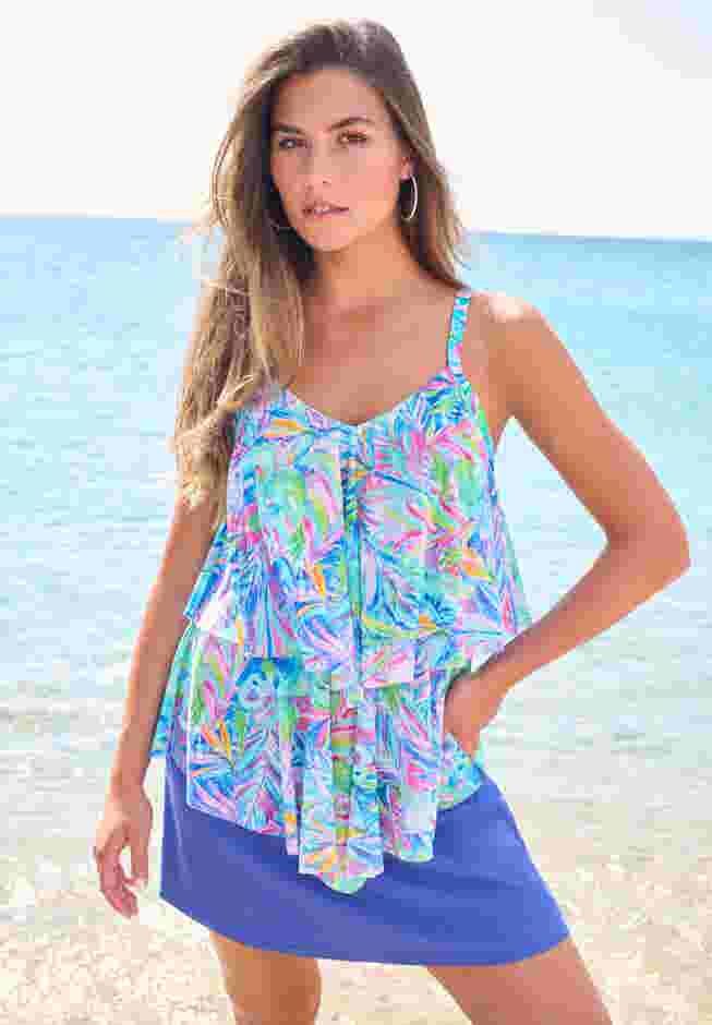 Mesh Double-Tier Tankini Top image number 0