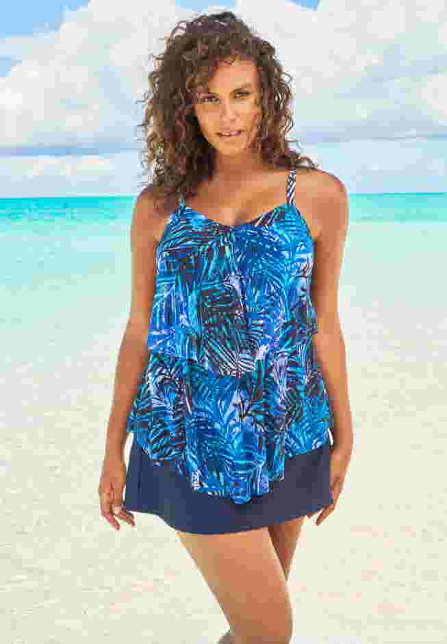 Mesh Double-Tier Tankini Top image number 0
