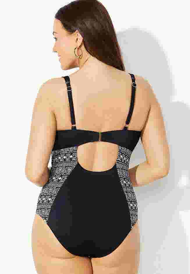 V-Neck Ring One Piece Swimsuit image number 1