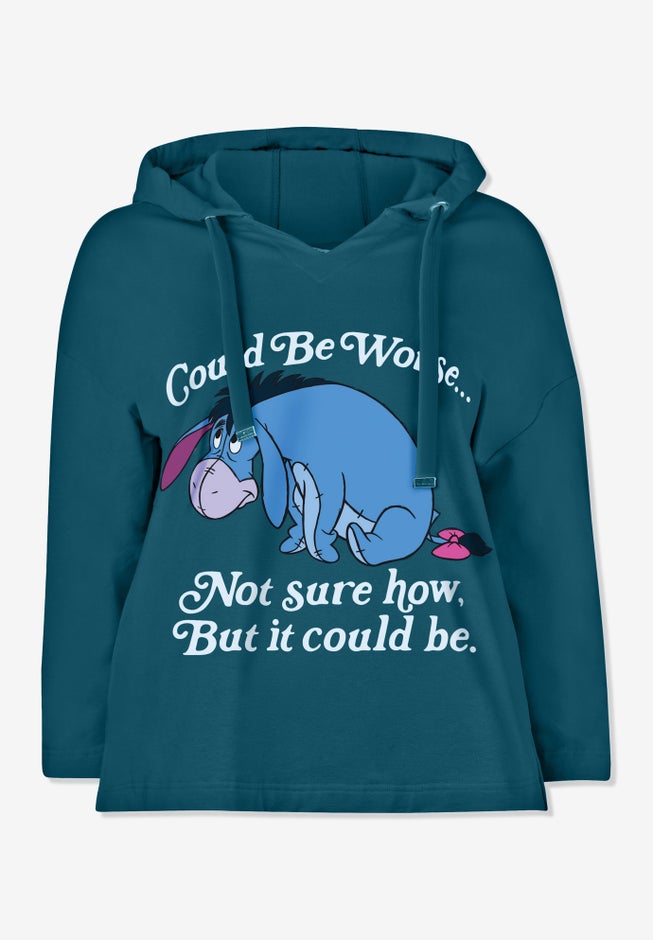 Disney Women's Hooded Sweatshirt Teal Eeyore image number 1