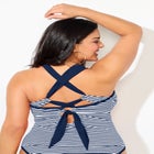 Metallic Lurex High Neck Tankini Top image number null