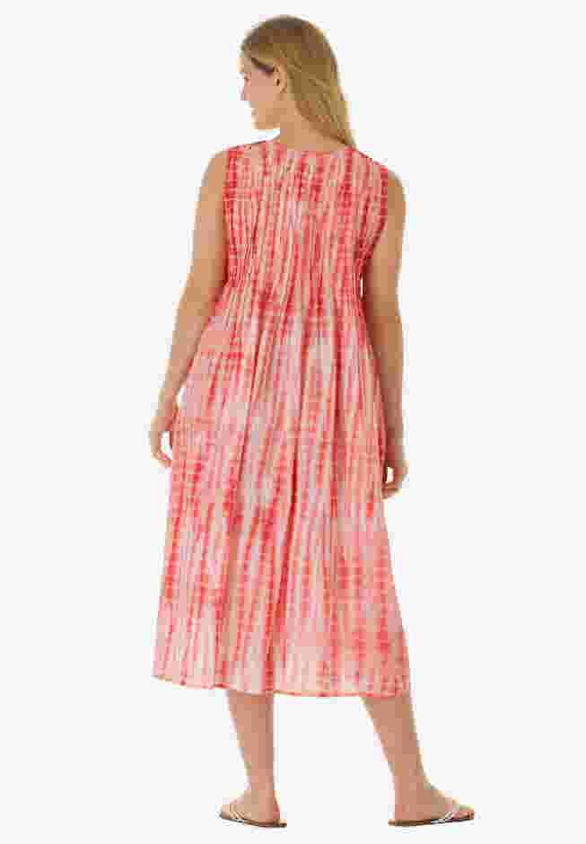 Sleeveless Pintuck Tie-Dye Dress image number 1