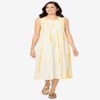 Sleeveless Pintuck Tie-Dye Dress image number null