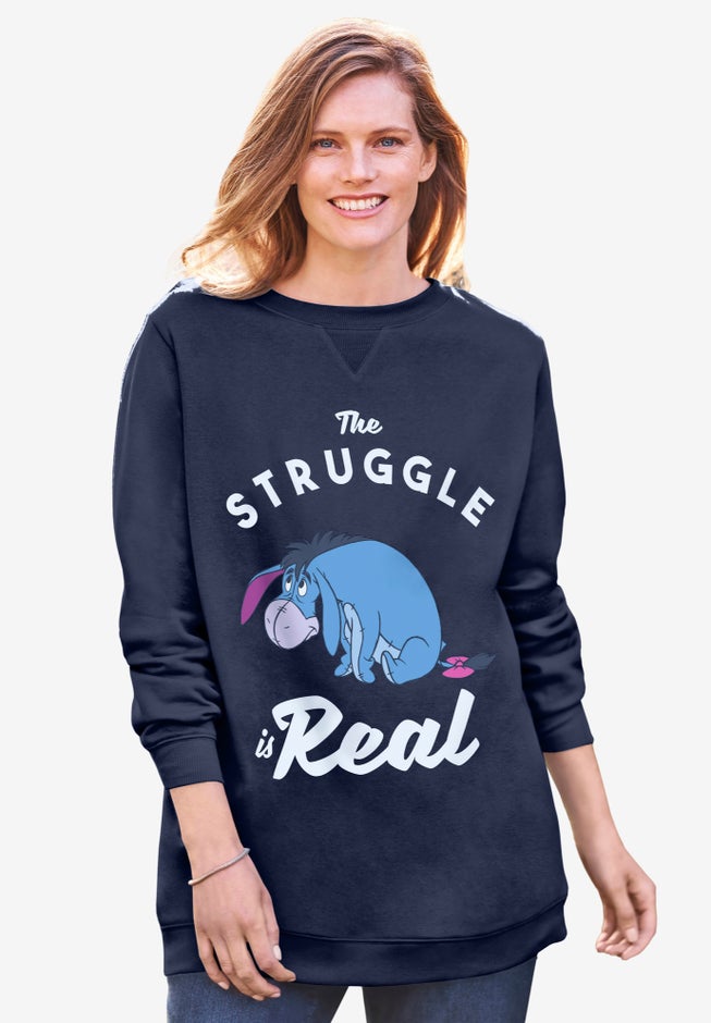 Disney Long-Sleeve Fleece Sweatshirt French Blue Eeyore image number null
