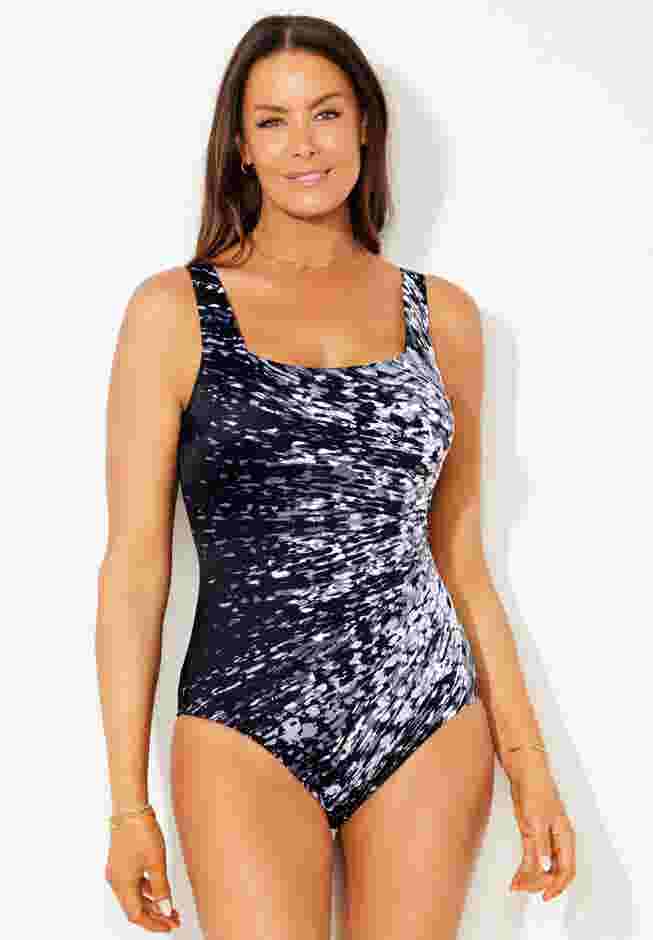 Chlorine Resistant Square Neck One Piece Swimsuit image number 0