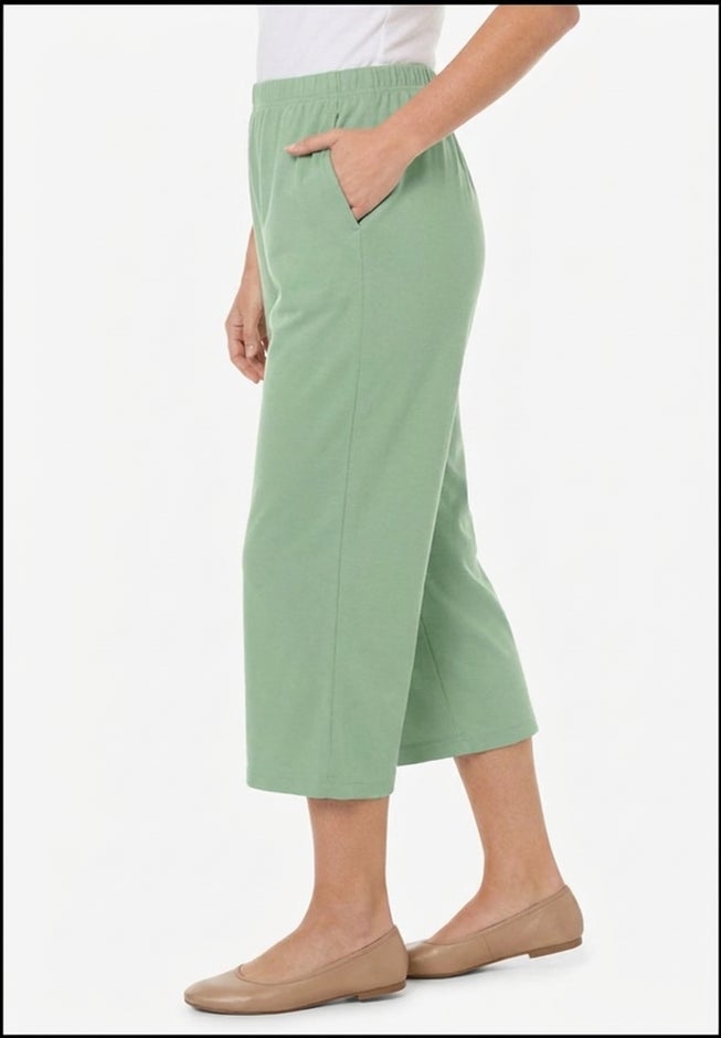 7-Day Elastic-Waist Stretchy Knit Capri image number 2