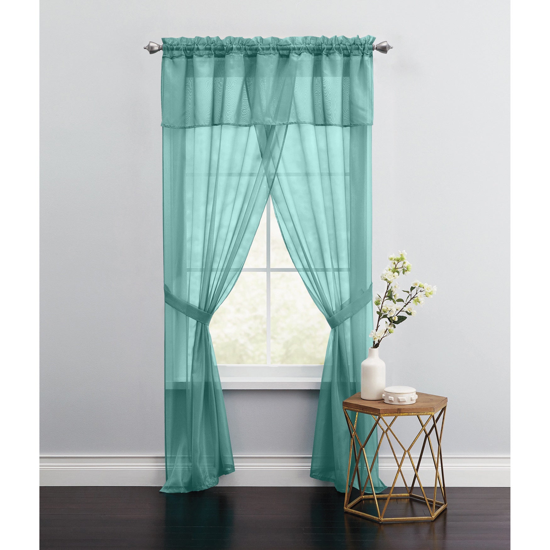 BH Studio Sheer Voile 5-Pc. One-Rod Curtain Set image number 0