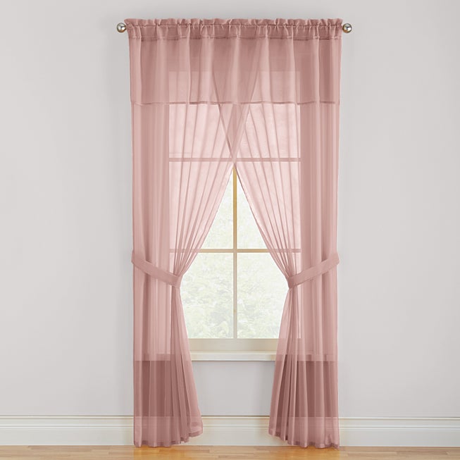 BH Studio Sheer Voile 5-Pc. One-Rod Curtain Set image number 0