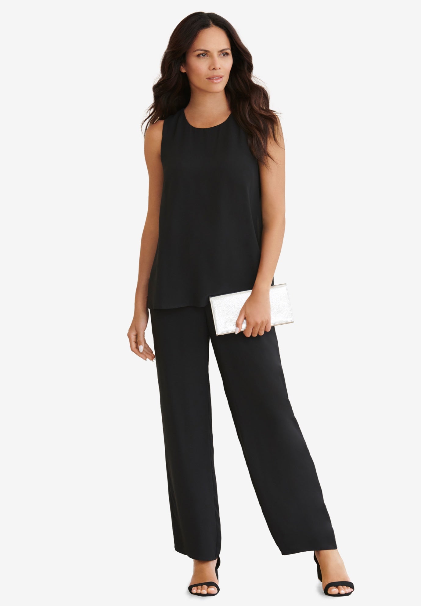 Plus-Size 3/4 Sleeve 3 Piece ITY Printed Duster Pant Set image number 3