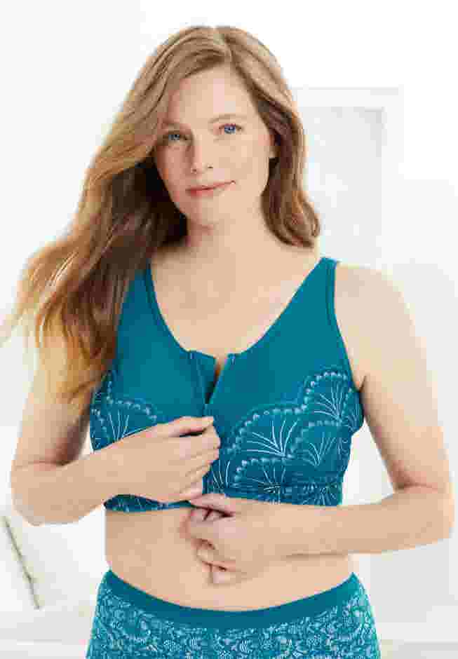 Comfort Choice® Zip-Front Lace Lounge Bra image number 4