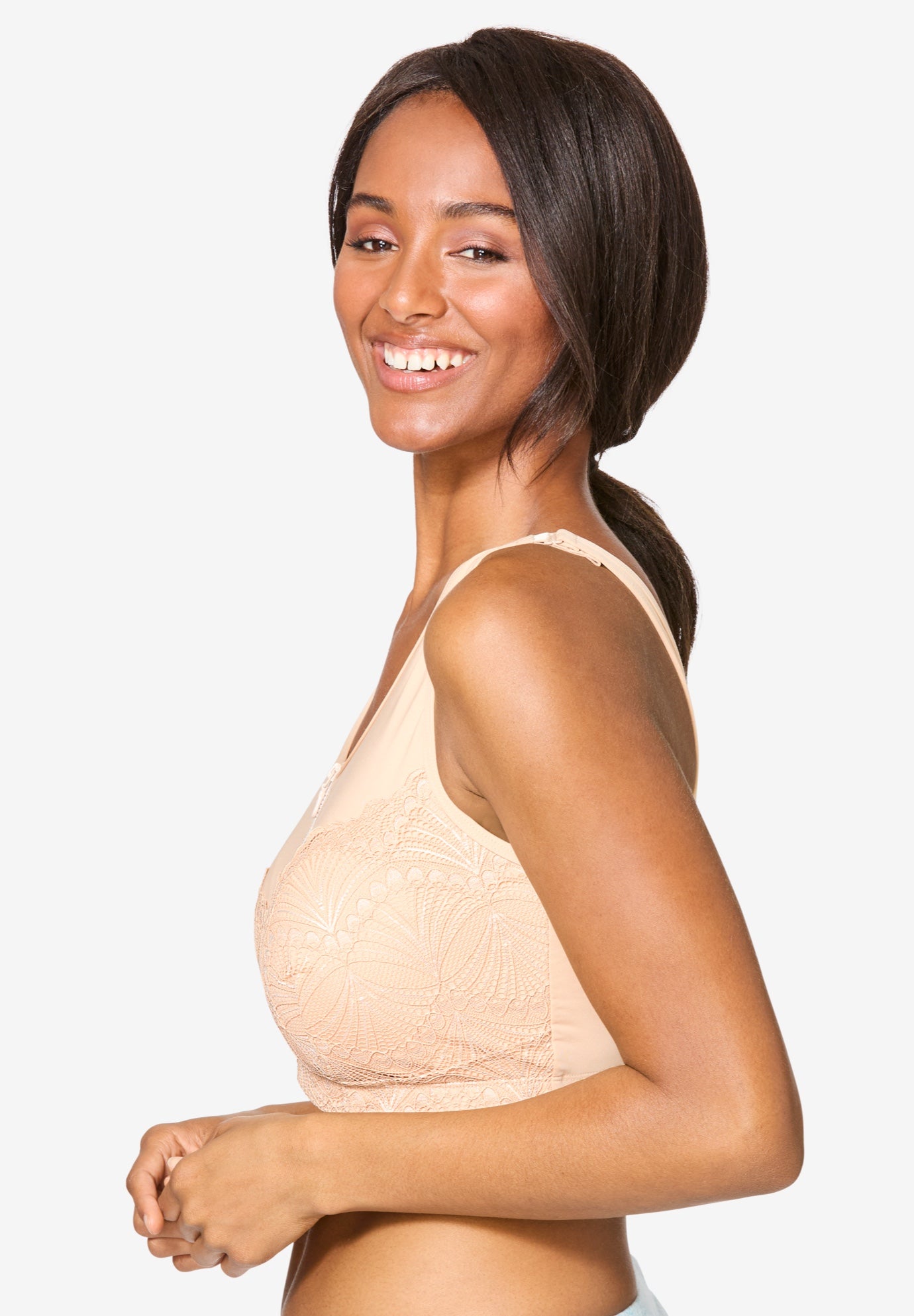 Comfort Choice&reg; Zip-Front Lace Lounge Bra image number 2