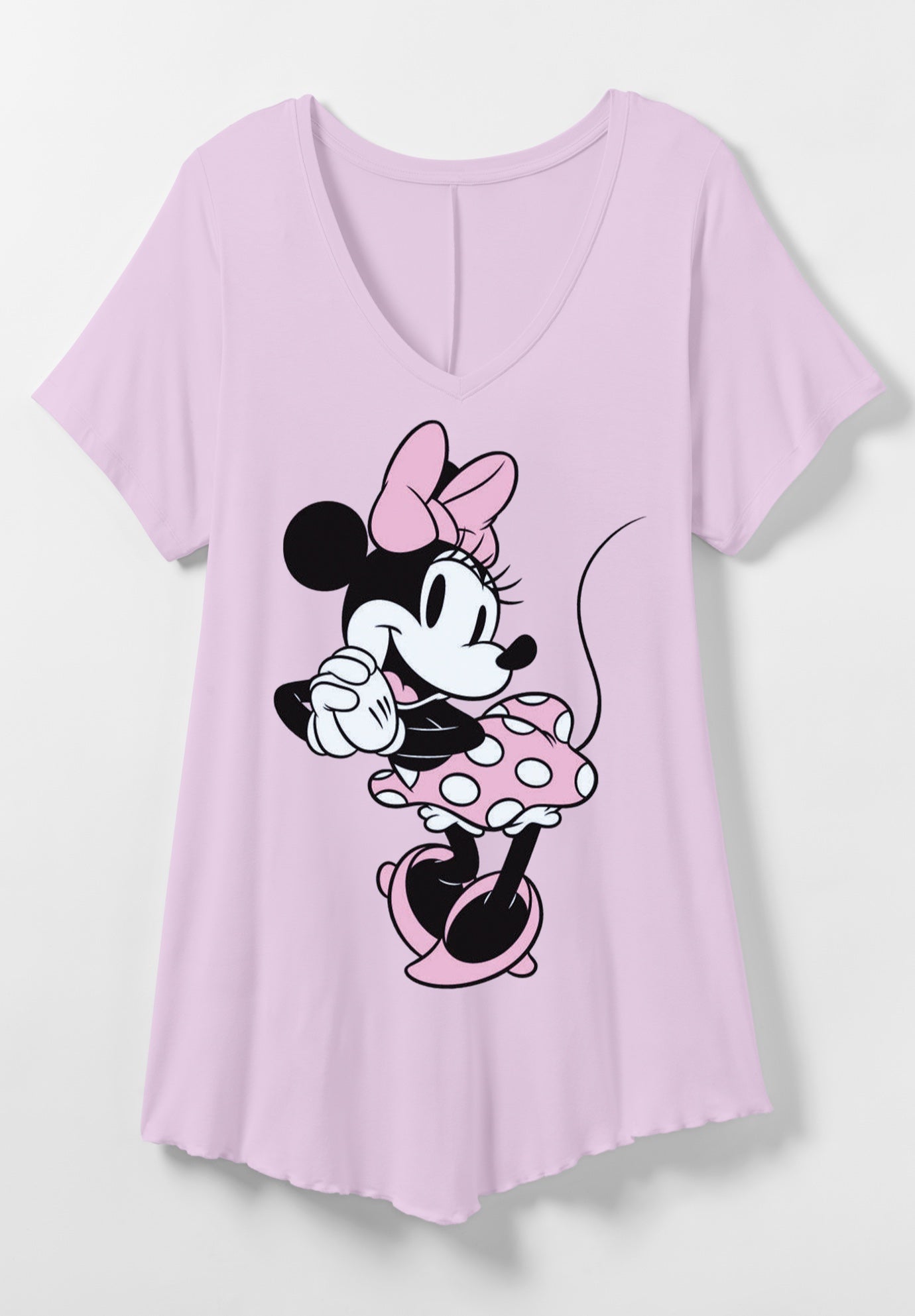 Light Pink Minnie V-Neck Point Hem Tee image number 1