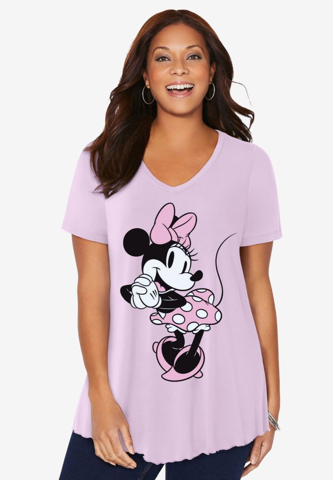 Light Pink Minnie V-Neck Point Hem Tee image number null