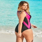 Colorblock One-Piece Swimsuit with Shelf Bra image number null