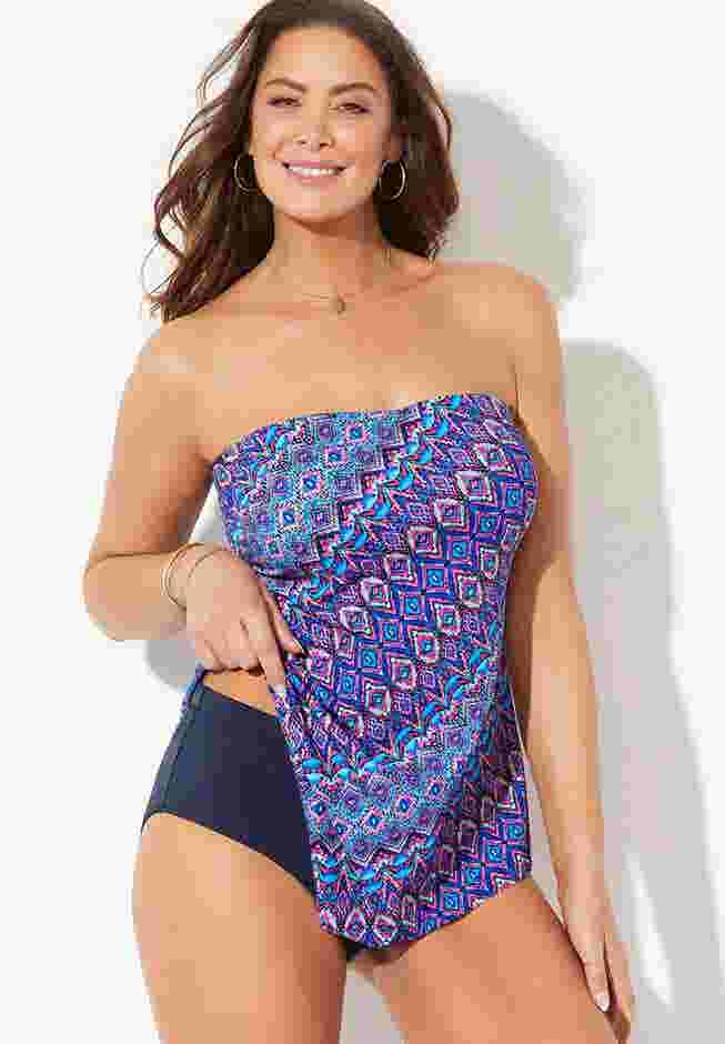 Longer Length Scarf Bandeau Tankini Top image number 3