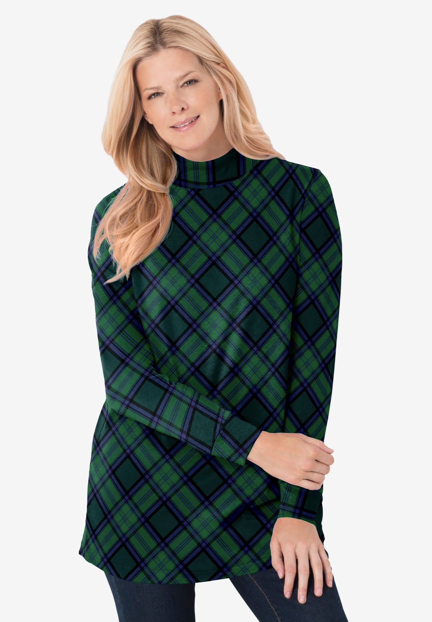Perfect Printed Long-Sleeve Mockneck Tee image number 0