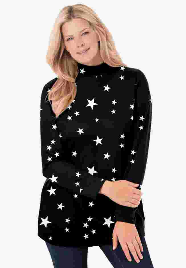 Perfect Printed Long-Sleeve Mockneck Tee image number 0
