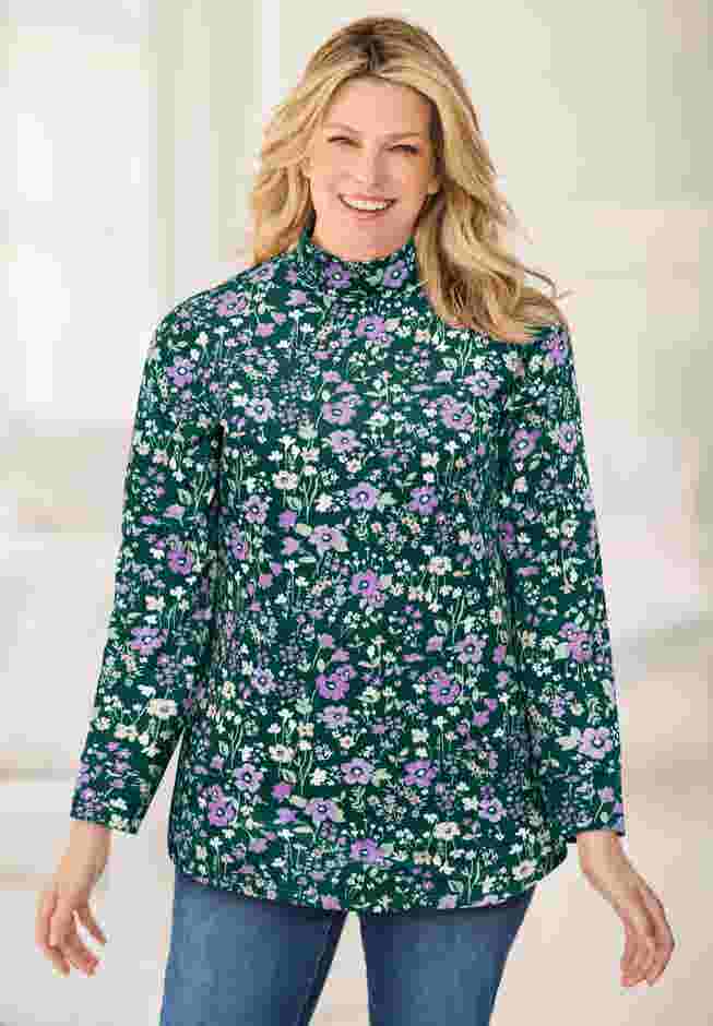 Perfect Printed Long-Sleeve Mockneck Tee image number 0