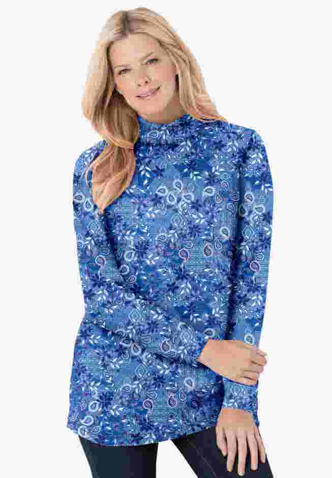 Perfect Printed Long-Sleeve Mockneck Tee image number 0