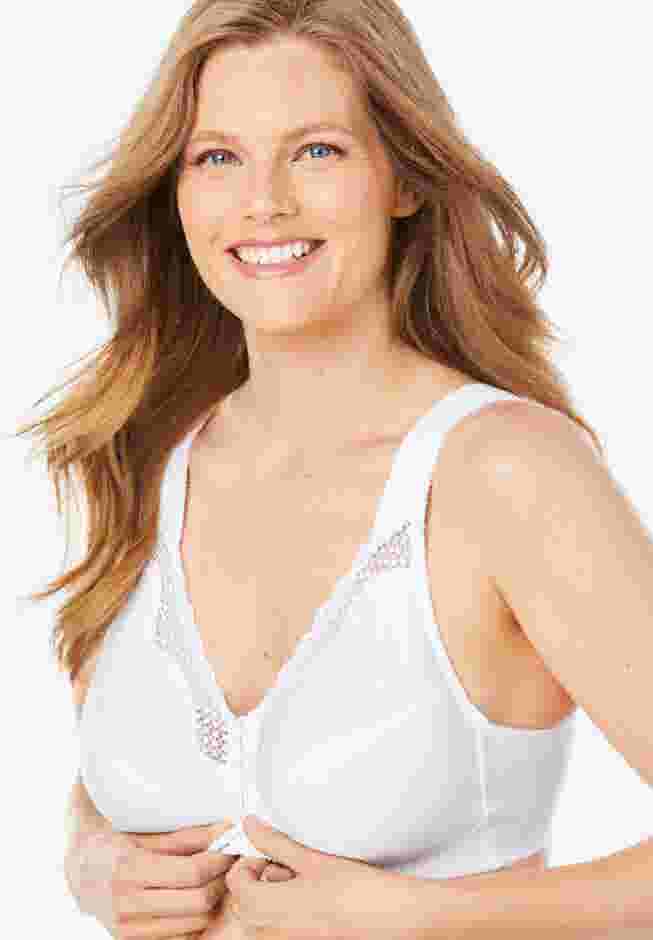 Front-Close Cotton Lace Wireless Posture Bra 5100531 image number 3