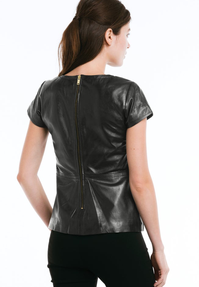 Back Zip Leather Top image number 1