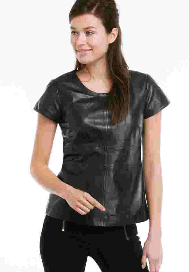 Back Zip Leather Top image number 2