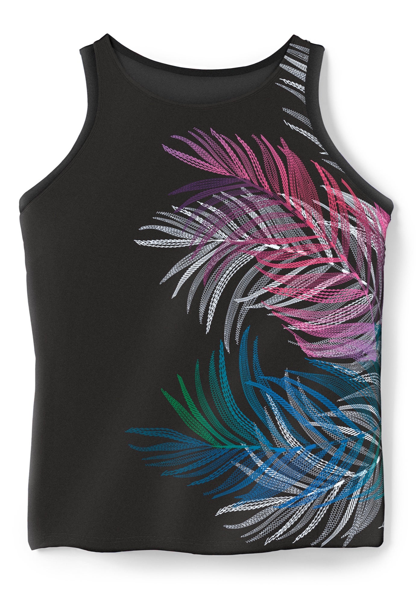 Longer-Length High-Neck Racerback Tankini Top image number 3