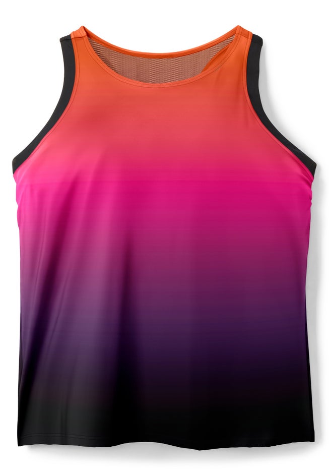 Longer-Length High-Neck Racerback Tankini Top image number 3