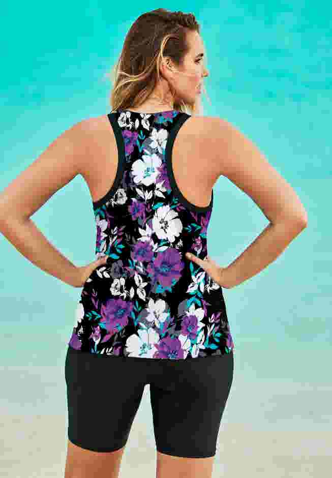 Longer-Length Racerback Tankini Top image number 1