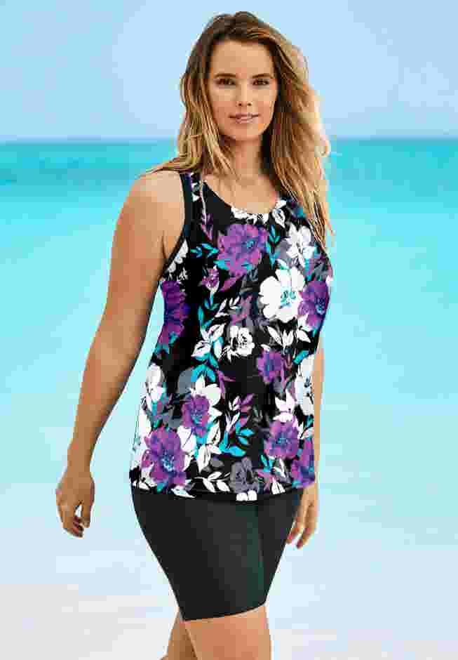 Longer-Length Racerback Tankini Top image number 2