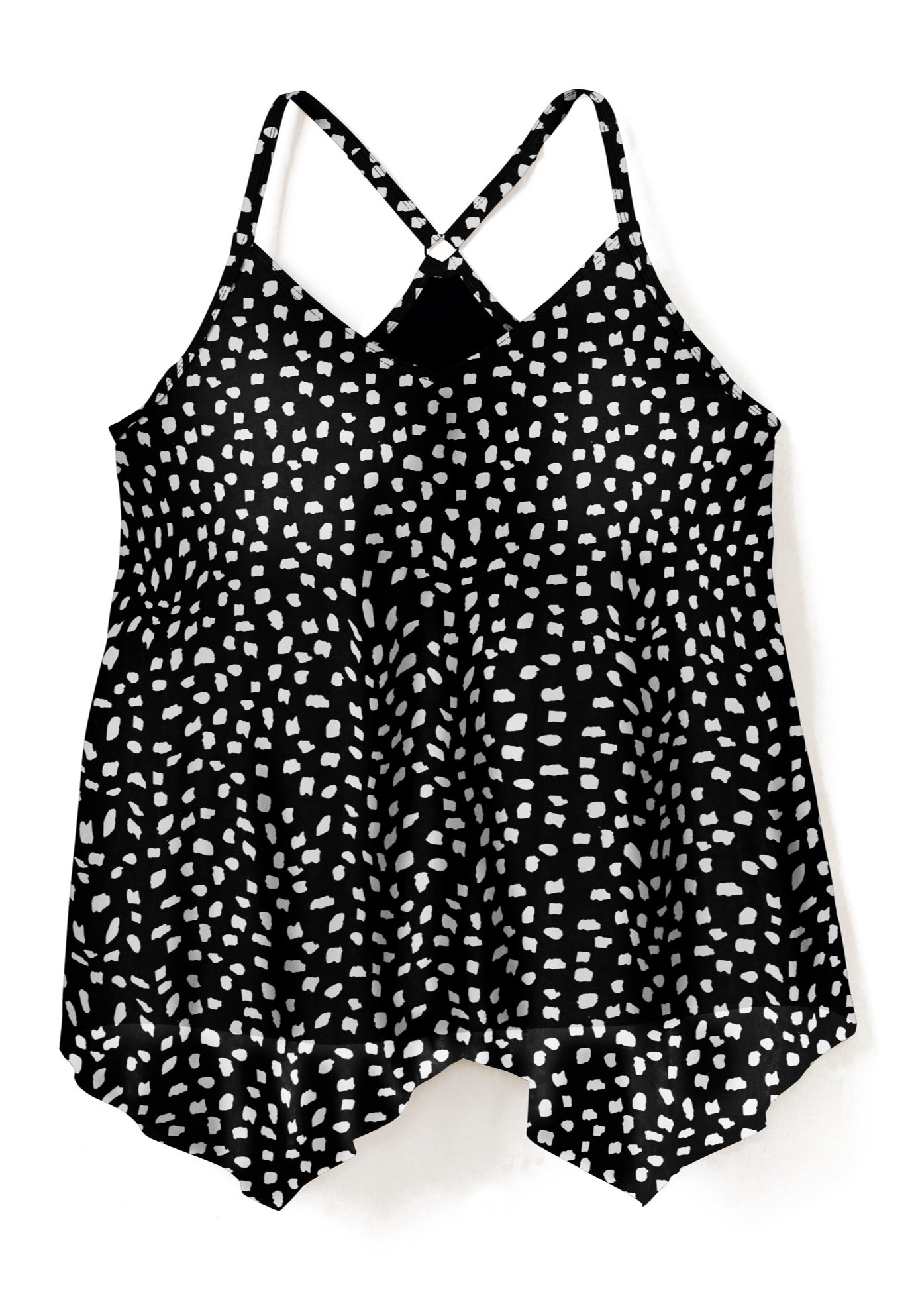 Longer-Length Draped Mesh Racerback Tankini Top image number 3