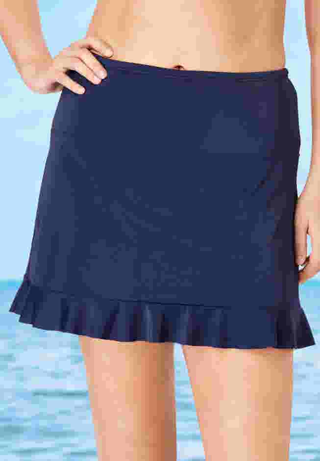 Ruffle-Trim Swim Skirt with Built-In Tummy Control Brief image number 0