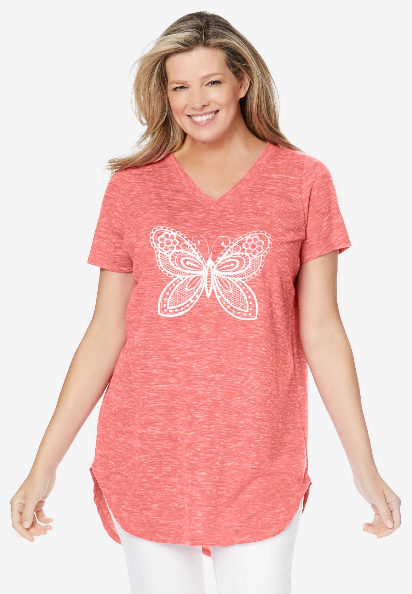 Marled V-Neck Tunic image number 0