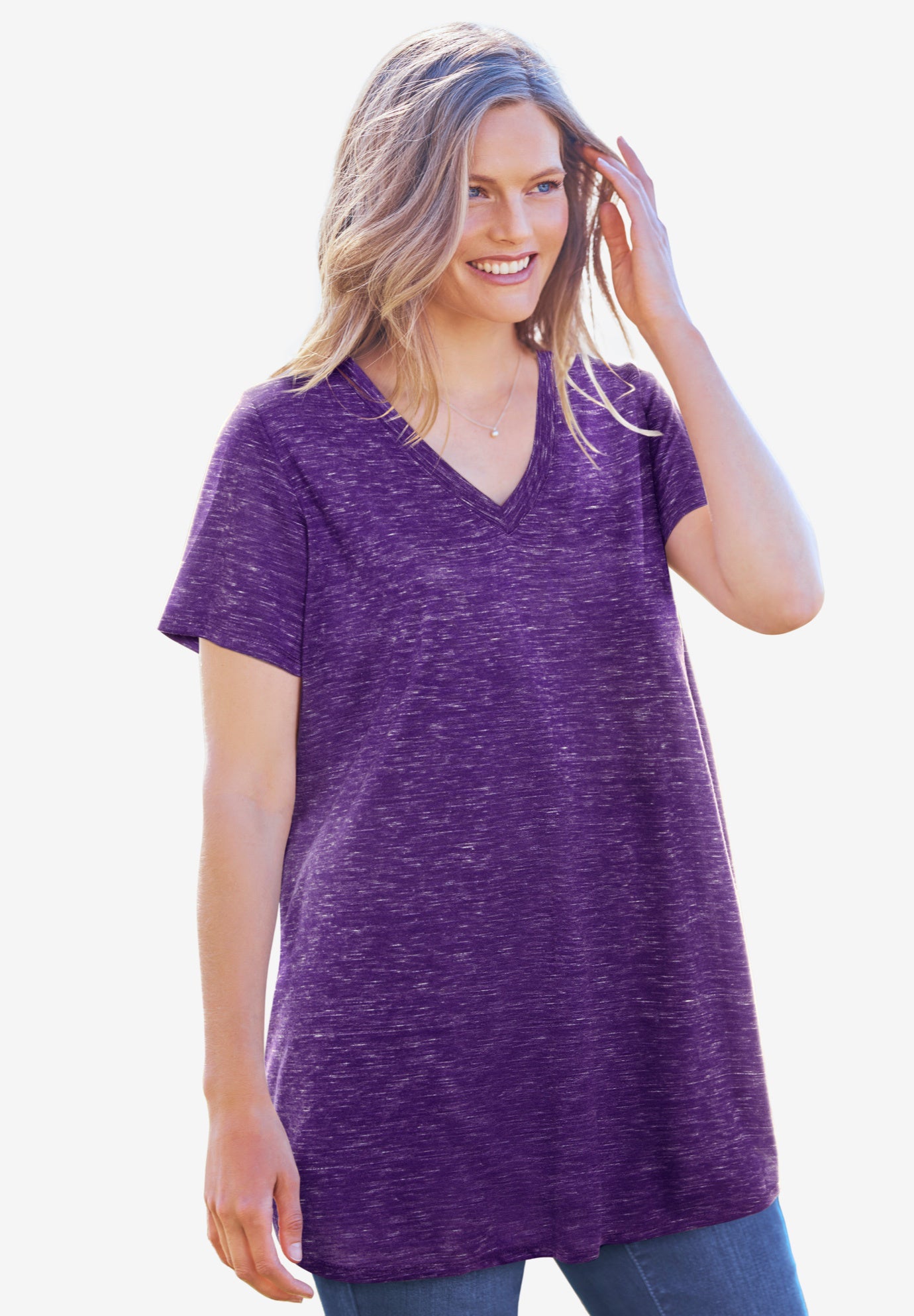 Marled V-Neck Tunic image number 0