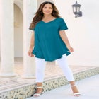Plus Size Ultra Drape V-Neck Swing Tunic Top image number null