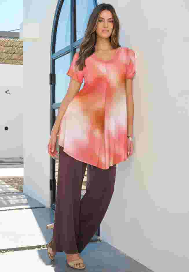 Plus Size Ultra Drape V-Neck Swing Tunic Top image number 0