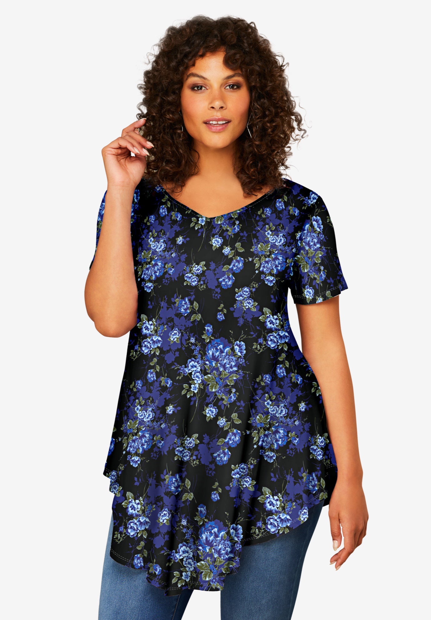 Plus Size Ultra Drape V-Neck Swing Tunic Top image number 0