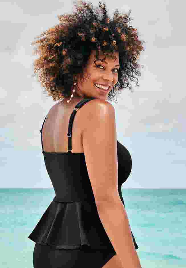 Underwire Shirred Ring Bandeau Tankini Top image number 1