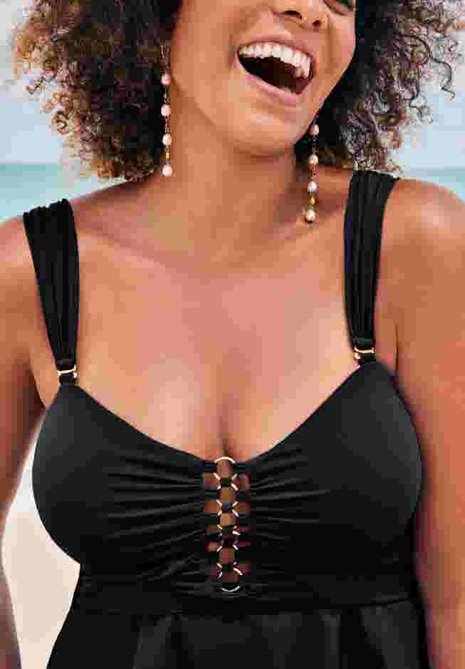 Underwire Shirred Ring Bandeau Tankini Top image number 4