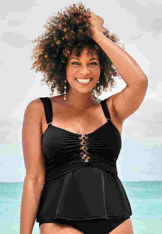 Underwire Shirred Ring Bandeau Tankini Top image number 6