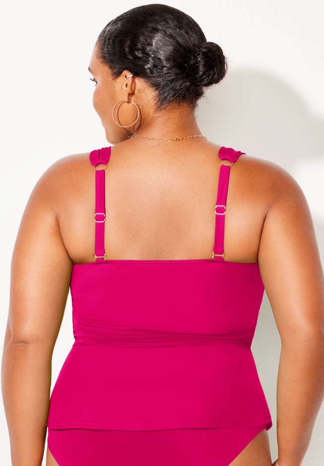 Underwire Shirred Ring Bandeau Tankini Top image number 9