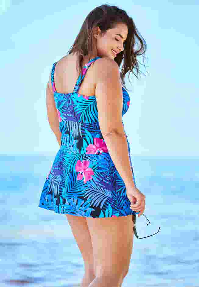Twist-Front Swim Dress  image number 1
