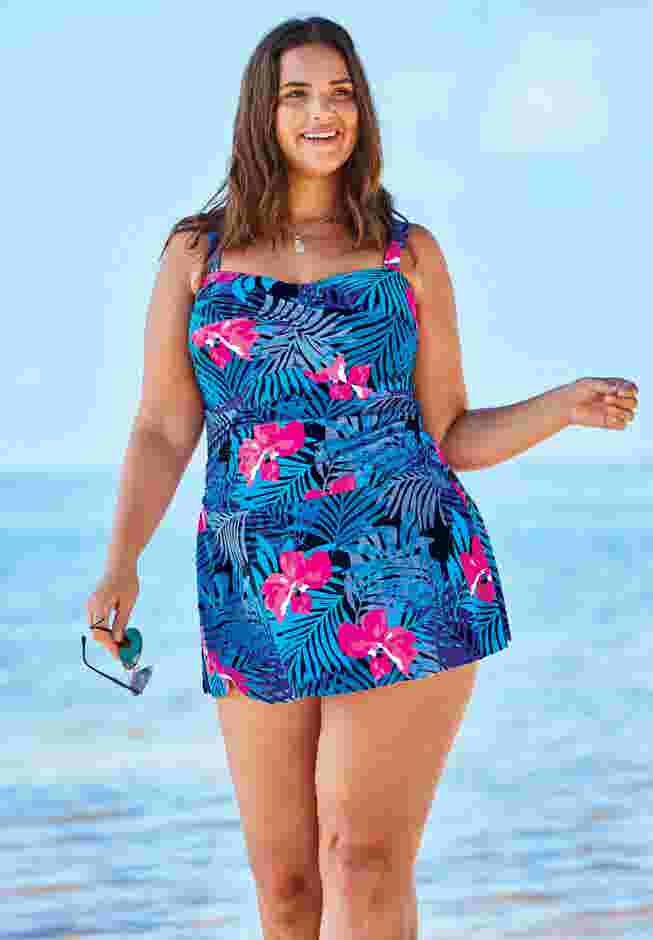 Twist-Front Swim Dress  image number 3