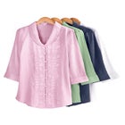 Textured Gauze Tunic with Shawl Collar image number null